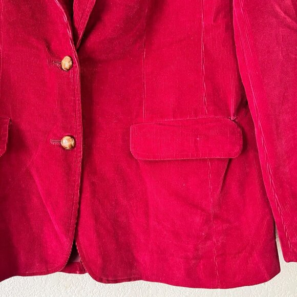 New Territories Womens Size 7 Red Two-Button Corduroy Blazer  Made in Japan - Picture 3 of 9